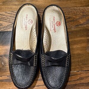 Marc Joseph New York Hand Crafted in Brazil Black Leather Slip On Loafers size 7